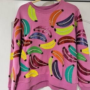 Banana Sweatshirt. Queen of sparkles. Size medium
